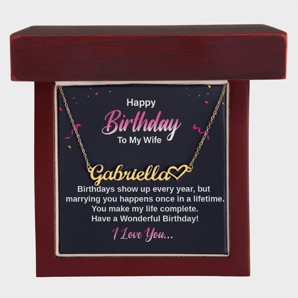 Custom Name necklace with heart for wife Happy Birthday - I Love Heartstrings