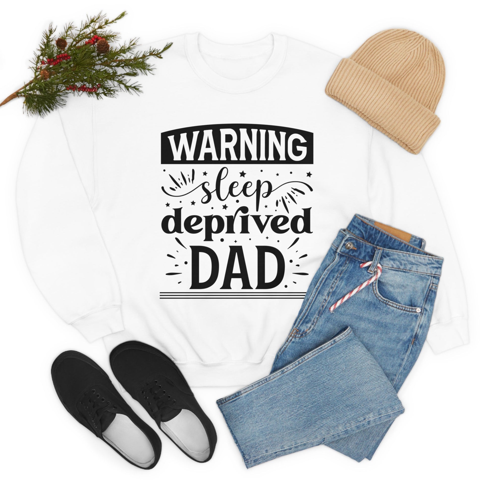 Dad Heavy Blend™ Crewneck Sweatshirt Gift for Father's Day, Birthday gift for Dad, Valentines Day gift for Dad Sleep Deprived Warning shirt - I Love Heartstrings