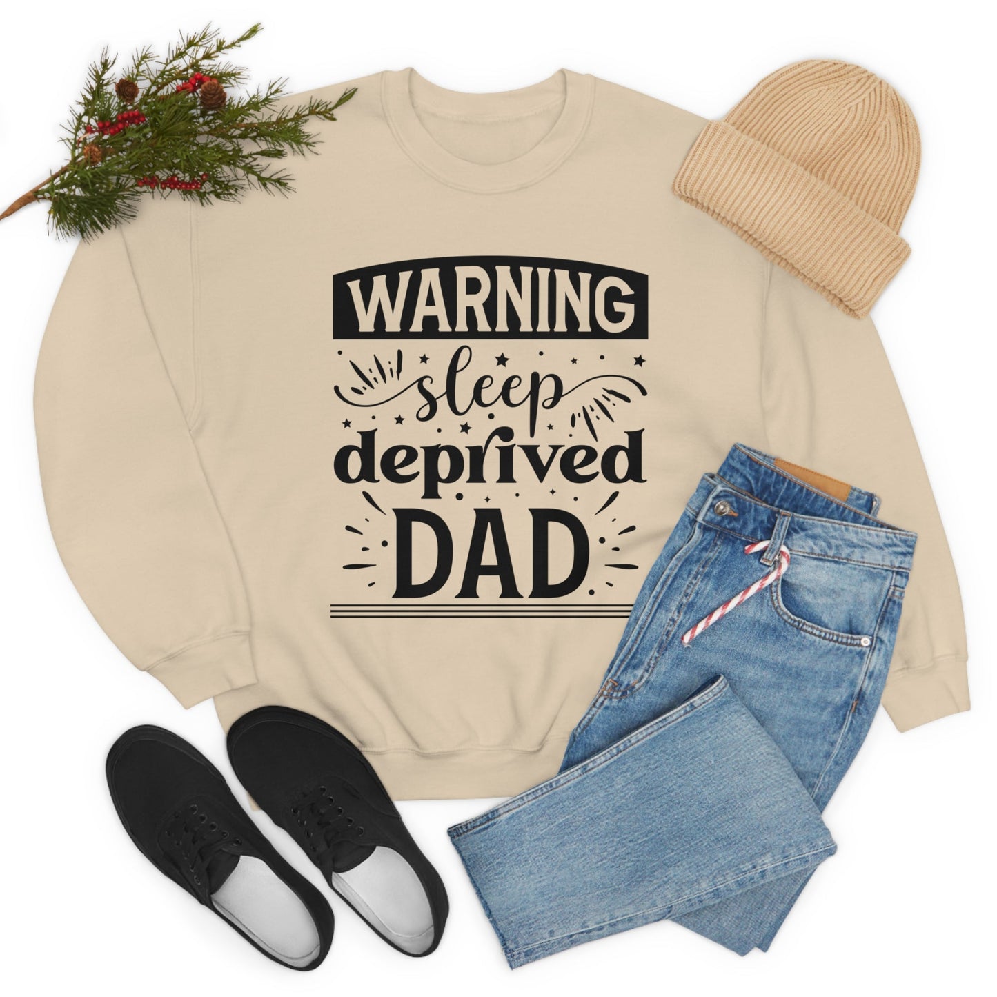 Dad Heavy Blend™ Crewneck Sweatshirt Gift for Father's Day, Birthday gift for Dad, Valentines Day gift for Dad Sleep Deprived Warning shirt - I Love Heartstrings