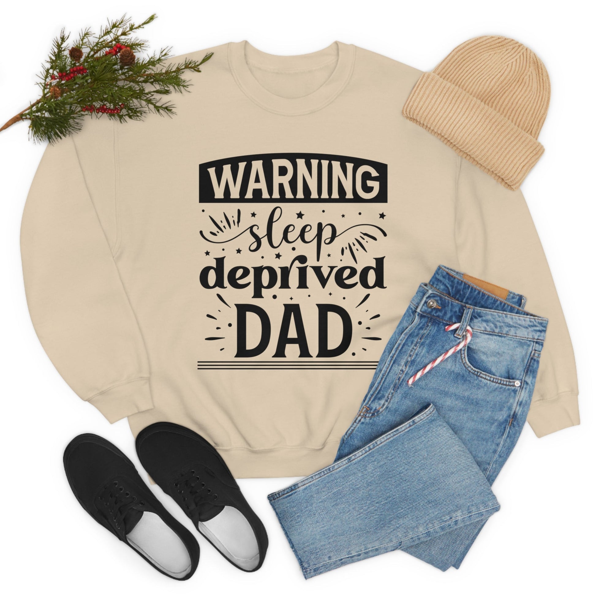 Dad Heavy Blend™ Crewneck Sweatshirt Gift for Father's Day, Birthday gift for Dad, Valentines Day gift for Dad Sleep Deprived Warning shirt - I Love Heartstrings