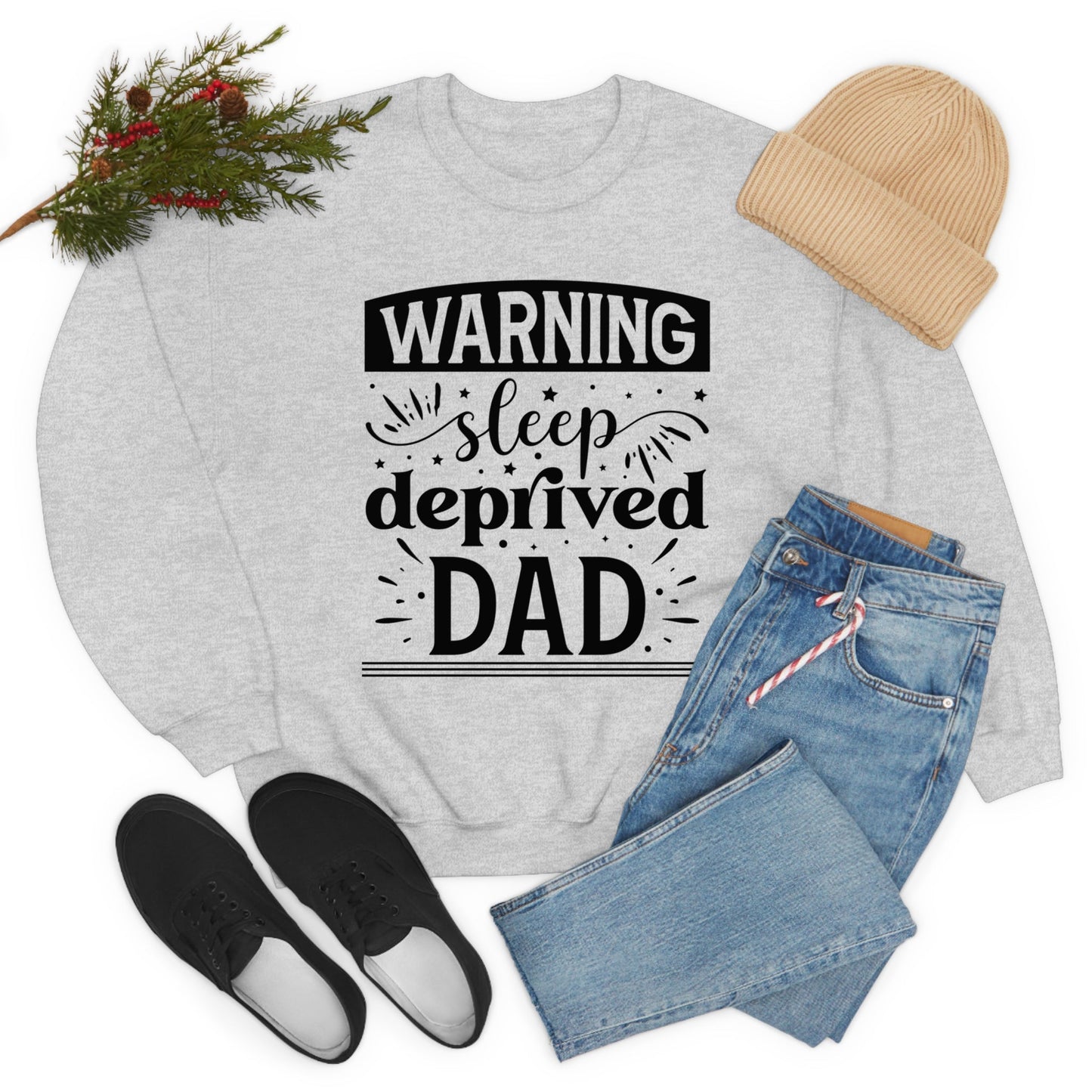 Dad Heavy Blend™ Crewneck Sweatshirt Gift for Father's Day, Birthday gift for Dad, Valentines Day gift for Dad Sleep Deprived Warning shirt - I Love Heartstrings