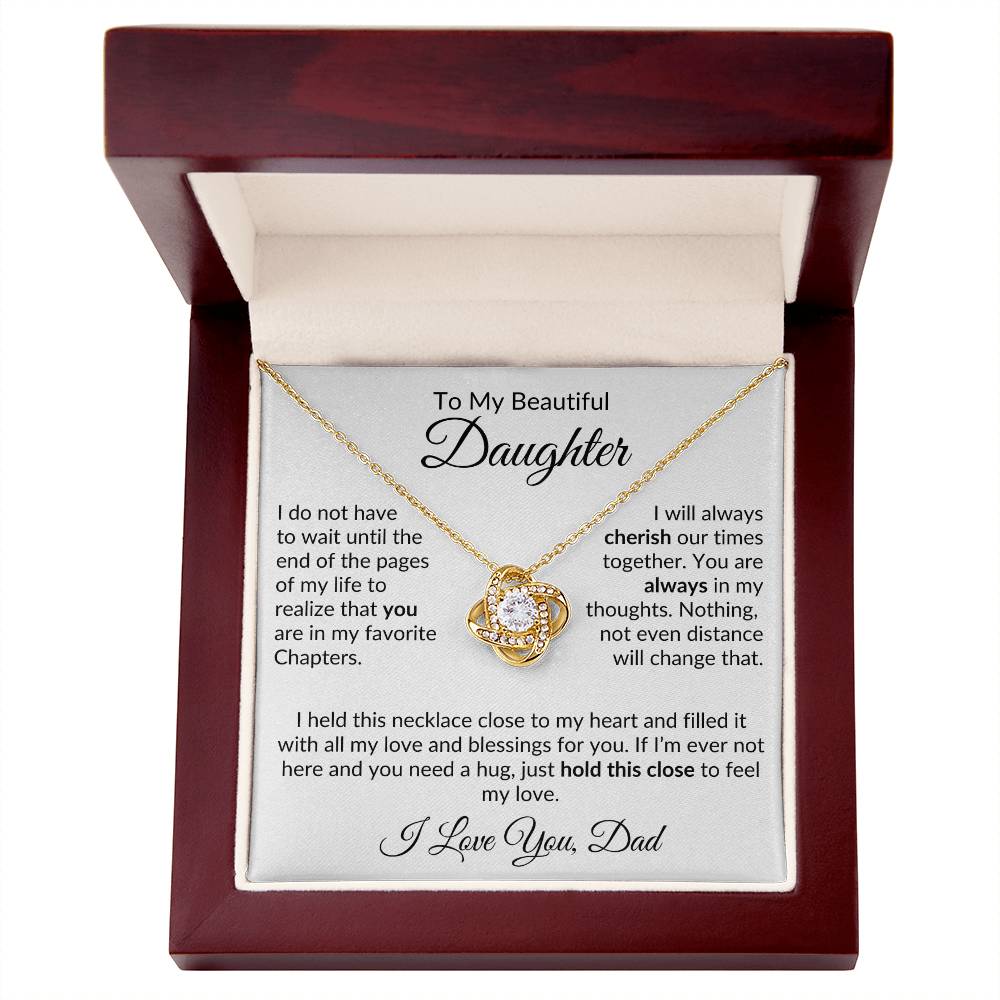 Dad to Daughter Necklace with Message Card, Love Knot Necklace from Father - I Love Heartstrings