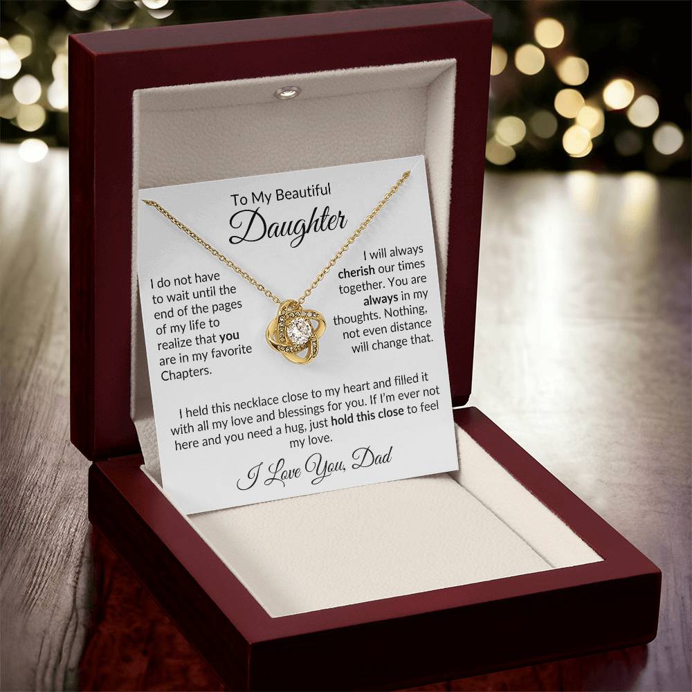 Dad to Daughter Necklace with Message Card, Love Knot Necklace from Father - I Love Heartstrings