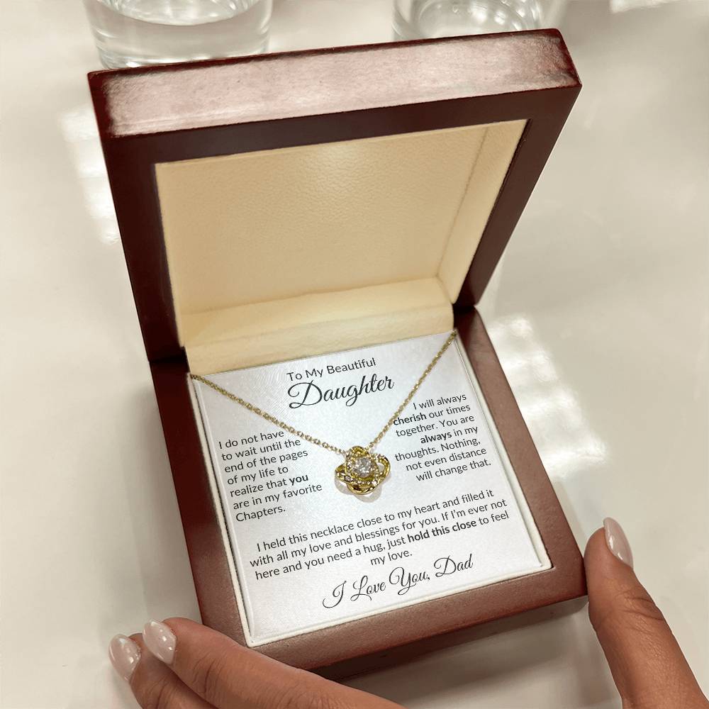 Dad to Daughter Necklace with Message Card, Love Knot Necklace from Father - I Love Heartstrings
