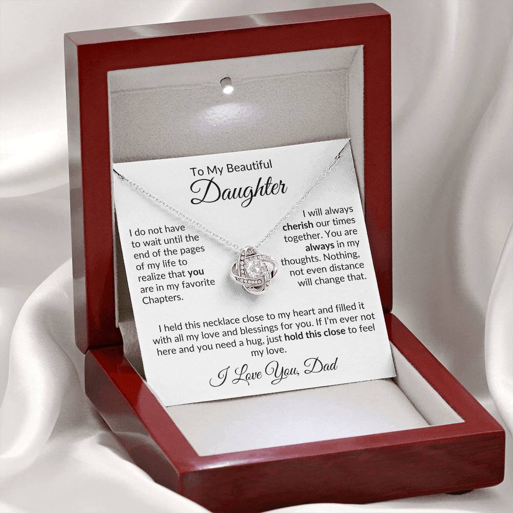 Dad to Daughter Necklace with Message Card, Love Knot Necklace from Father - I Love Heartstrings