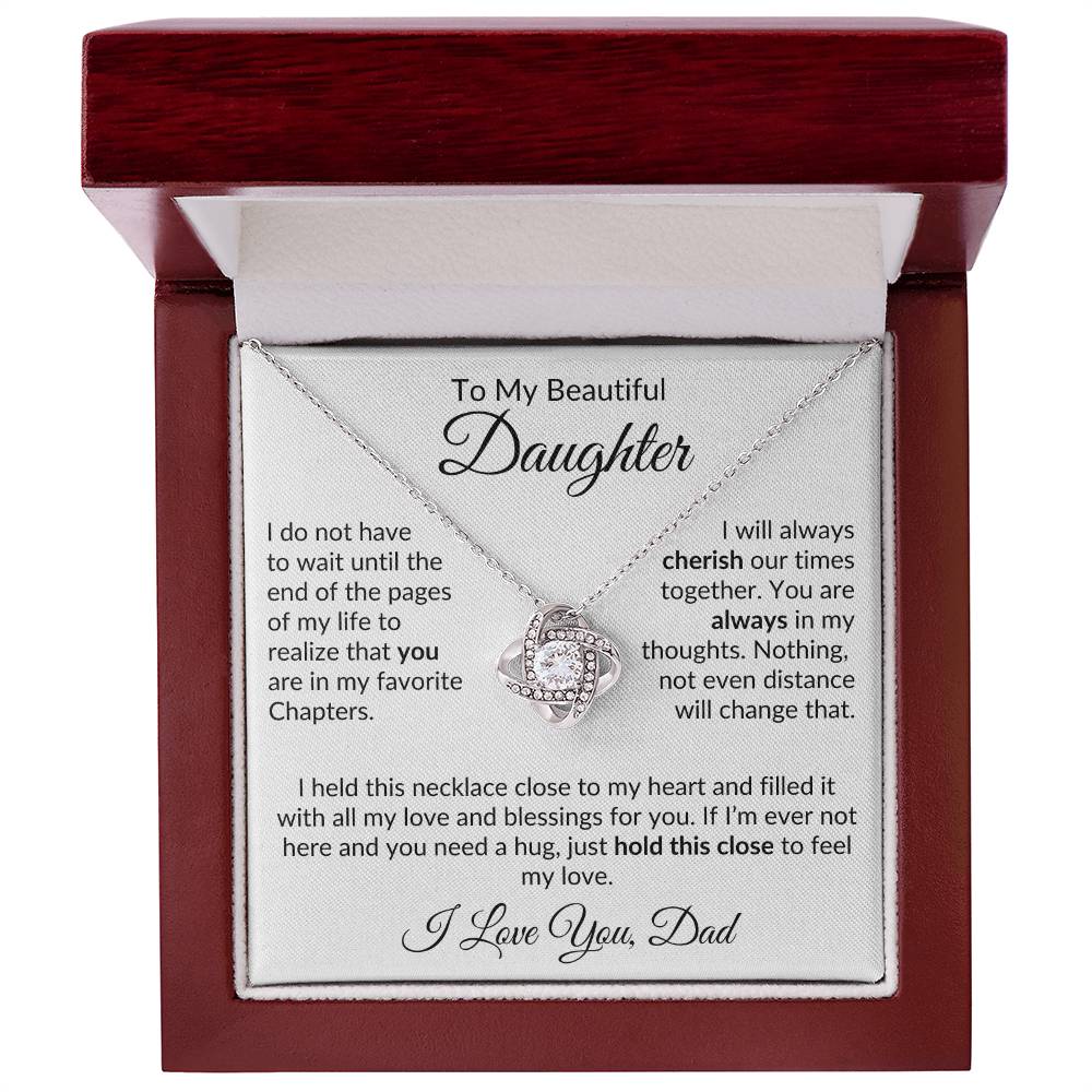 Dad to Daughter Necklace with Message Card, Love Knot Necklace from Father - I Love Heartstrings