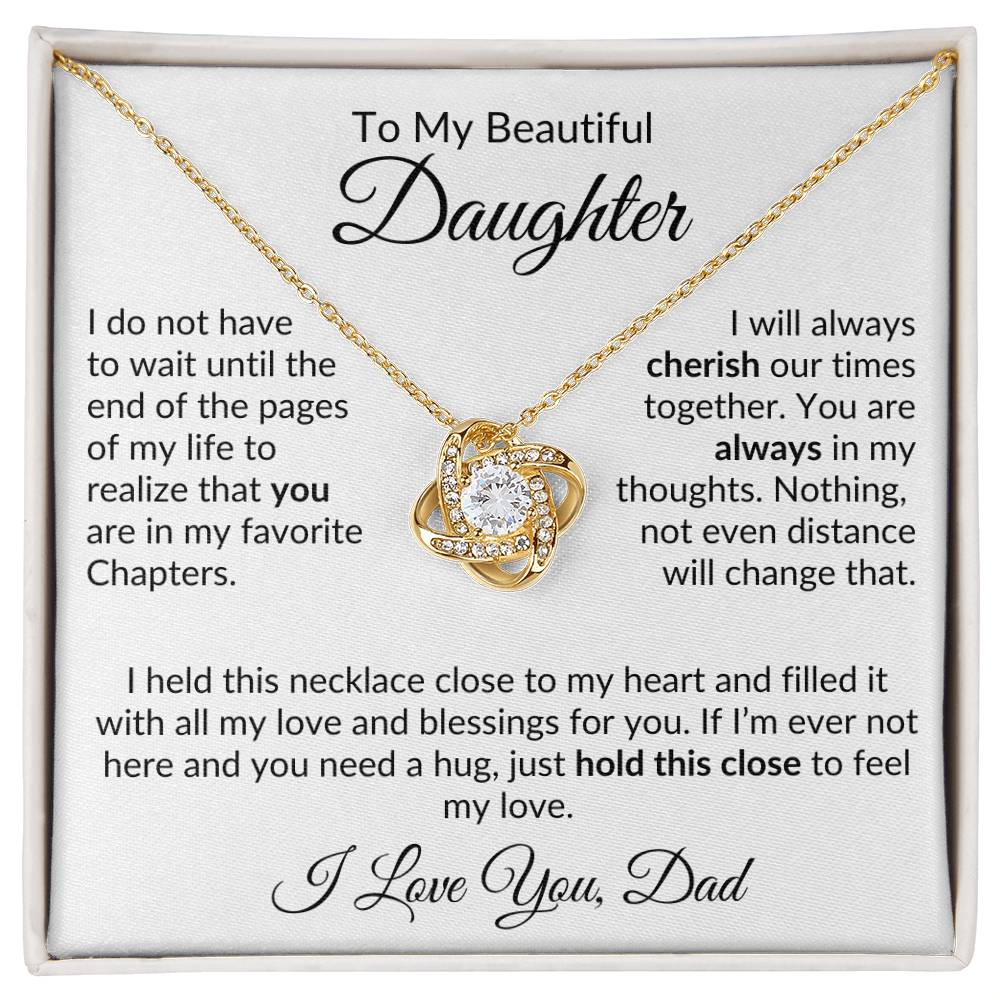 Dad to Daughter Necklace with Message Card, Love Knot Necklace from Father - I Love Heartstrings