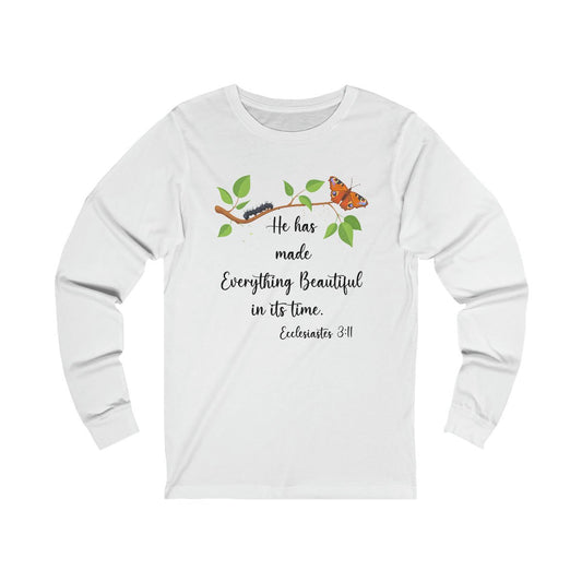 Ecclesiastes 3:11 Long Sleeve Women's Tee Religious shirt Scripture t-shirt Christian clothing for women - I Love Heartstrings