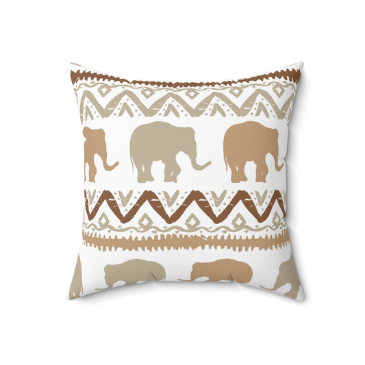 Elephant African Print Pillow Spun Polyester Square - I Love Heartstrings