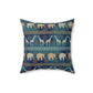Elephant and Giraffe Pillow, African Print Throw Pillow, Green and Gold Pattern Spun Polyester Square Pillow - I Love Heartstrings