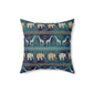Elephant and Giraffe Pillow, African Print Throw Pillow, Green and Gold Pattern Spun Polyester Square Pillow - I Love Heartstrings