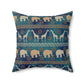 Elephant and Giraffe Pillow, African Print Throw Pillow, Green and Gold Pattern Spun Polyester Square Pillow - I Love Heartstrings