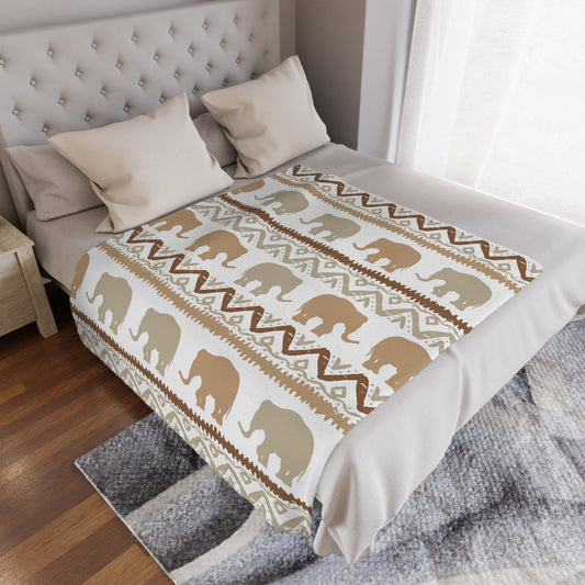Elephant White Minky Blanket - I Love Heartstrings