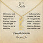 Encouraging Necklace with Message card, Vertical Necklace Gift personalized You Are Enough - I Love Heartstrings