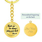 Engraved Thank you Keychain Thankful for you Appreciation gift, Stainless Steel key chain, token of appreciation for work, caregiver present - I Love Heartstrings