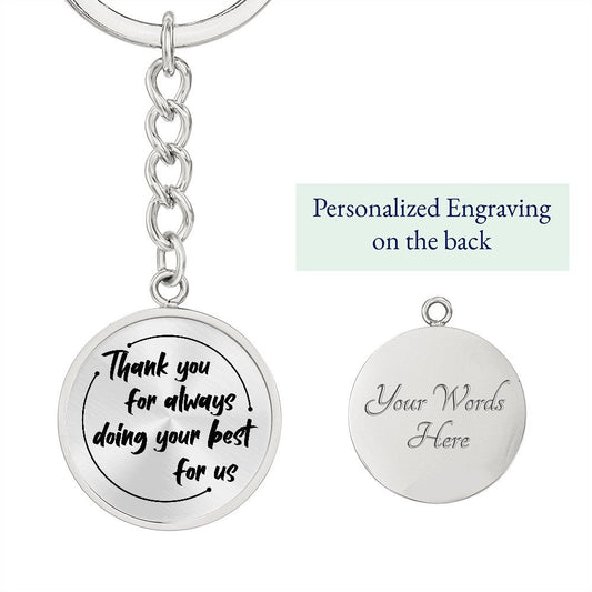 Engraved Thank you Keychain Thankful for you Appreciation gift, Stainless Steel key chain, token of appreciation for work, caregiver present - I Love Heartstrings