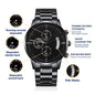 Engraved Watch for Husband I Love You Black Chronograph Watch Gift for Anniversary, Birthday, for him, Father's Day - I Love Heartstrings