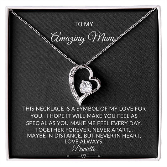 Forever Love Heart Necklace for Mom with Personalized Message Card - I Love Heartstrings