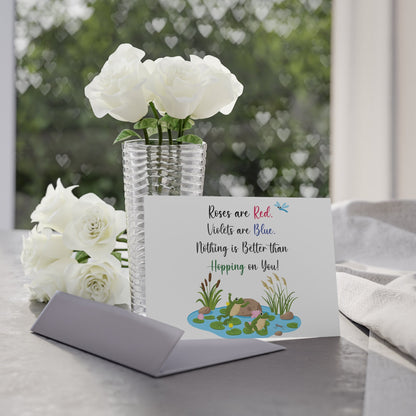 Frog Couple Funny Blank Card - I Love Heartstrings
