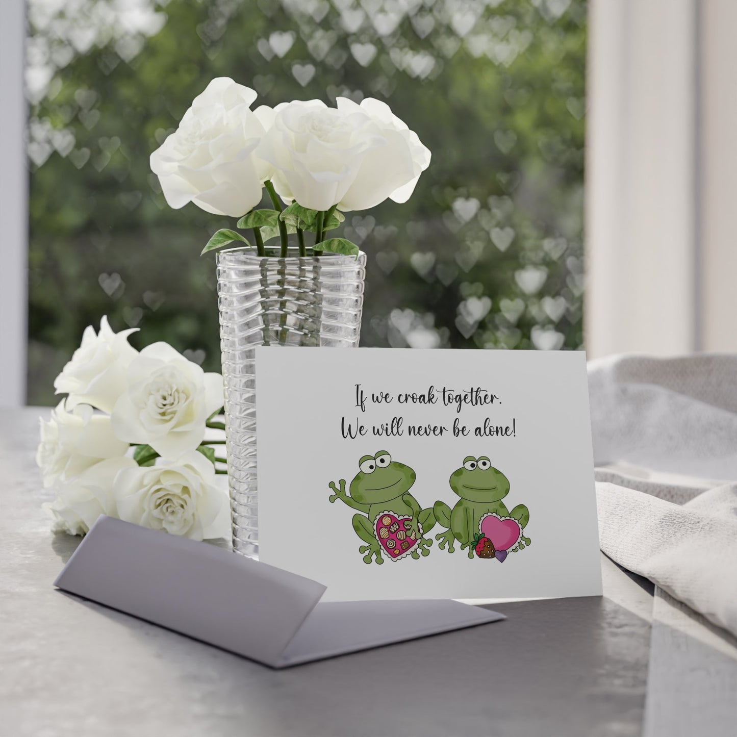 Frog Couple Greeting Card - I Love Heartstrings