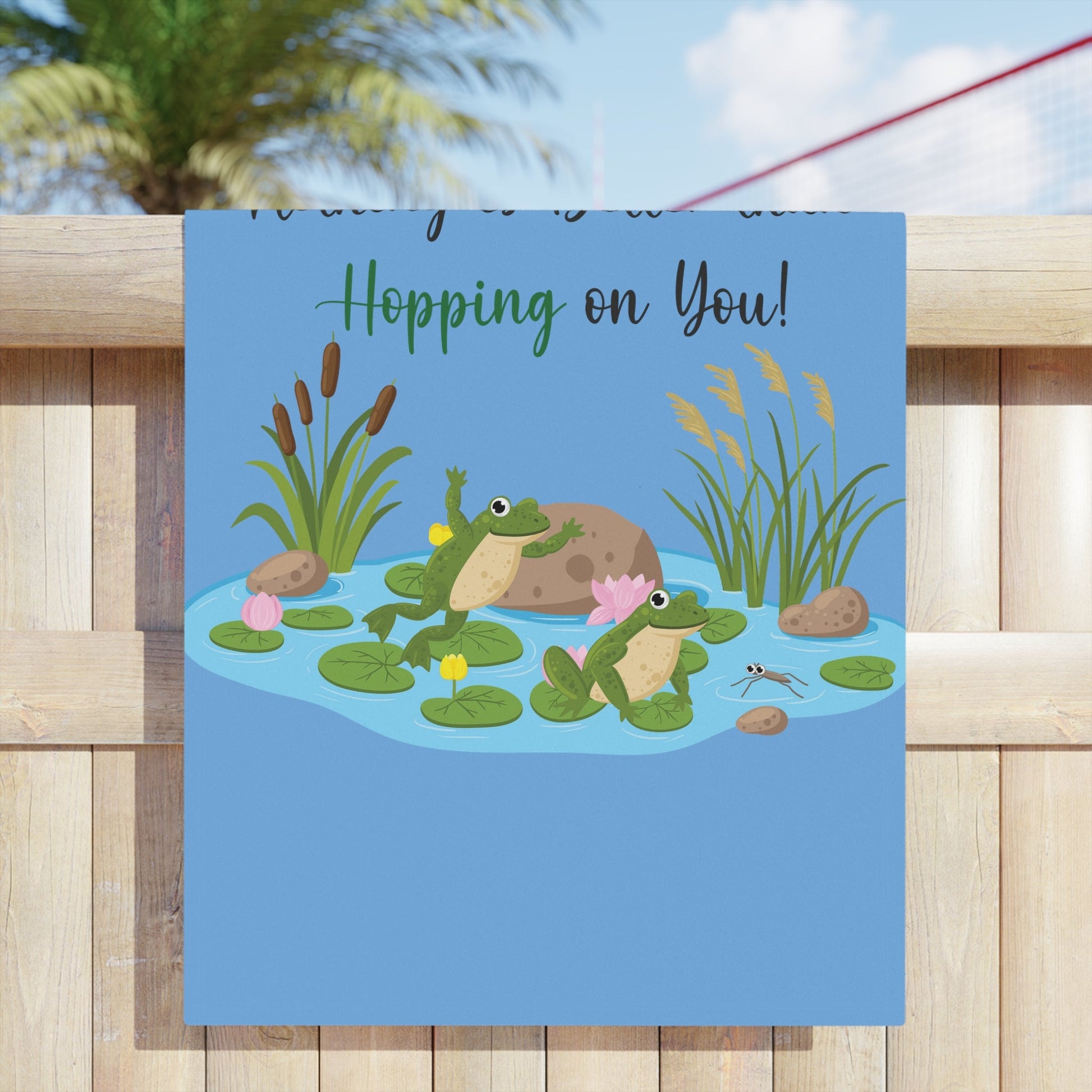 Frog Lover Blue Beach Towels - I Love Heartstrings