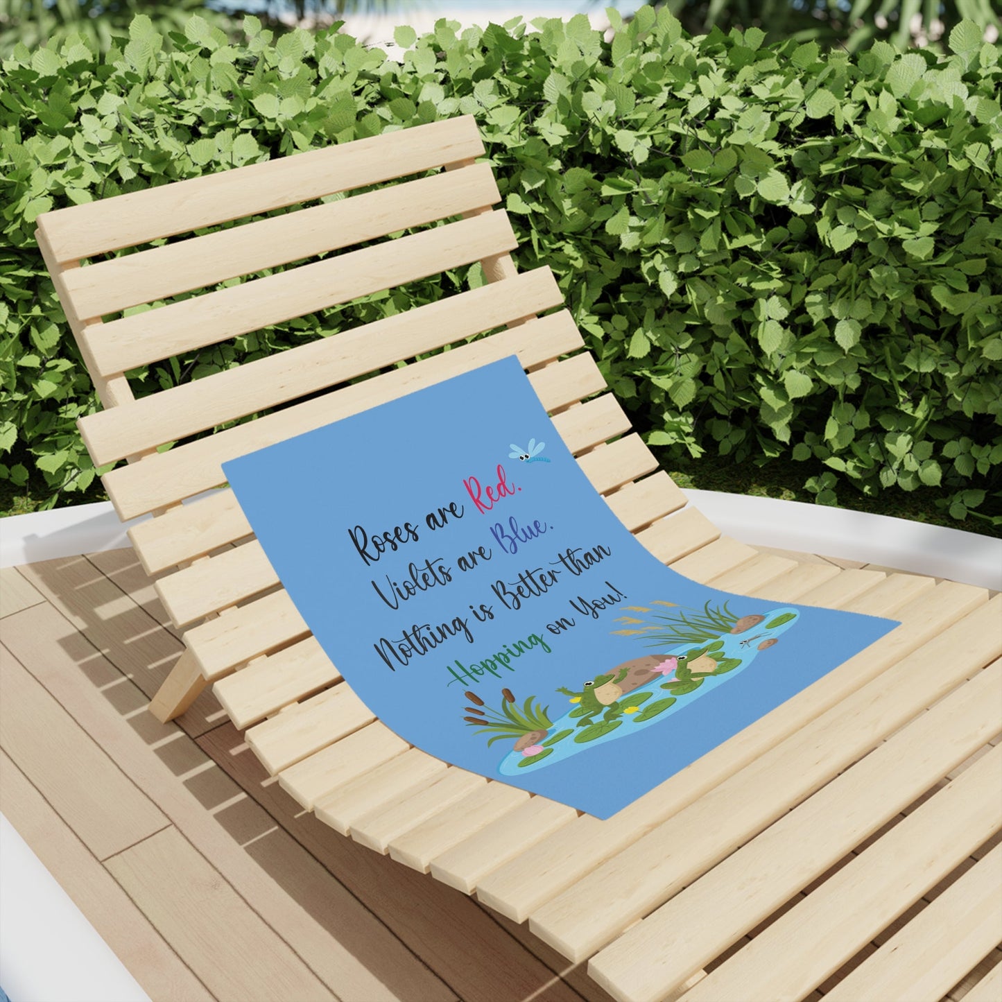 Frog Lover Blue Beach Towels - I Love Heartstrings