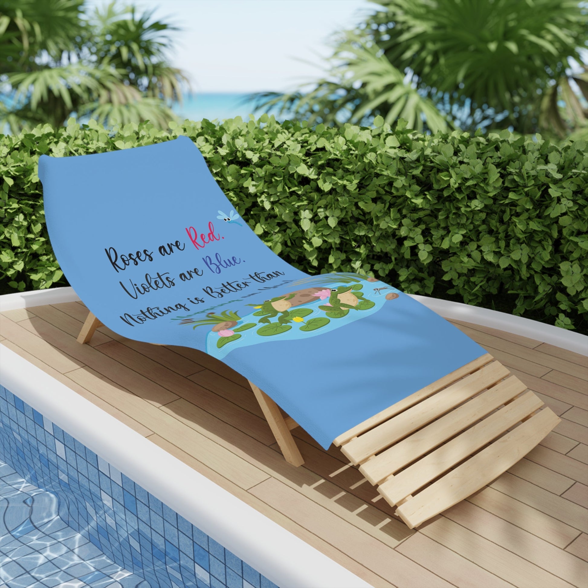 Frog Lover Blue Beach Towels - I Love Heartstrings