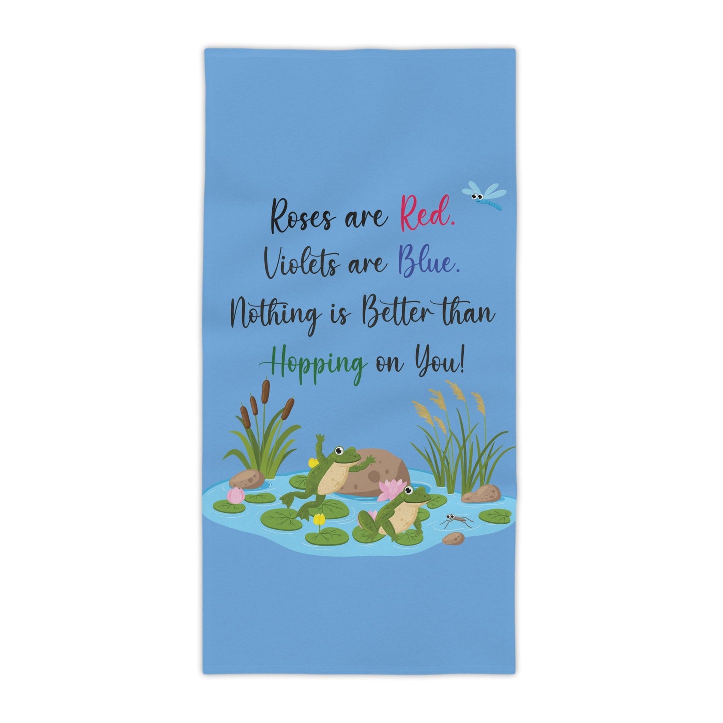 Frog Lover Blue Beach Towels - I Love Heartstrings