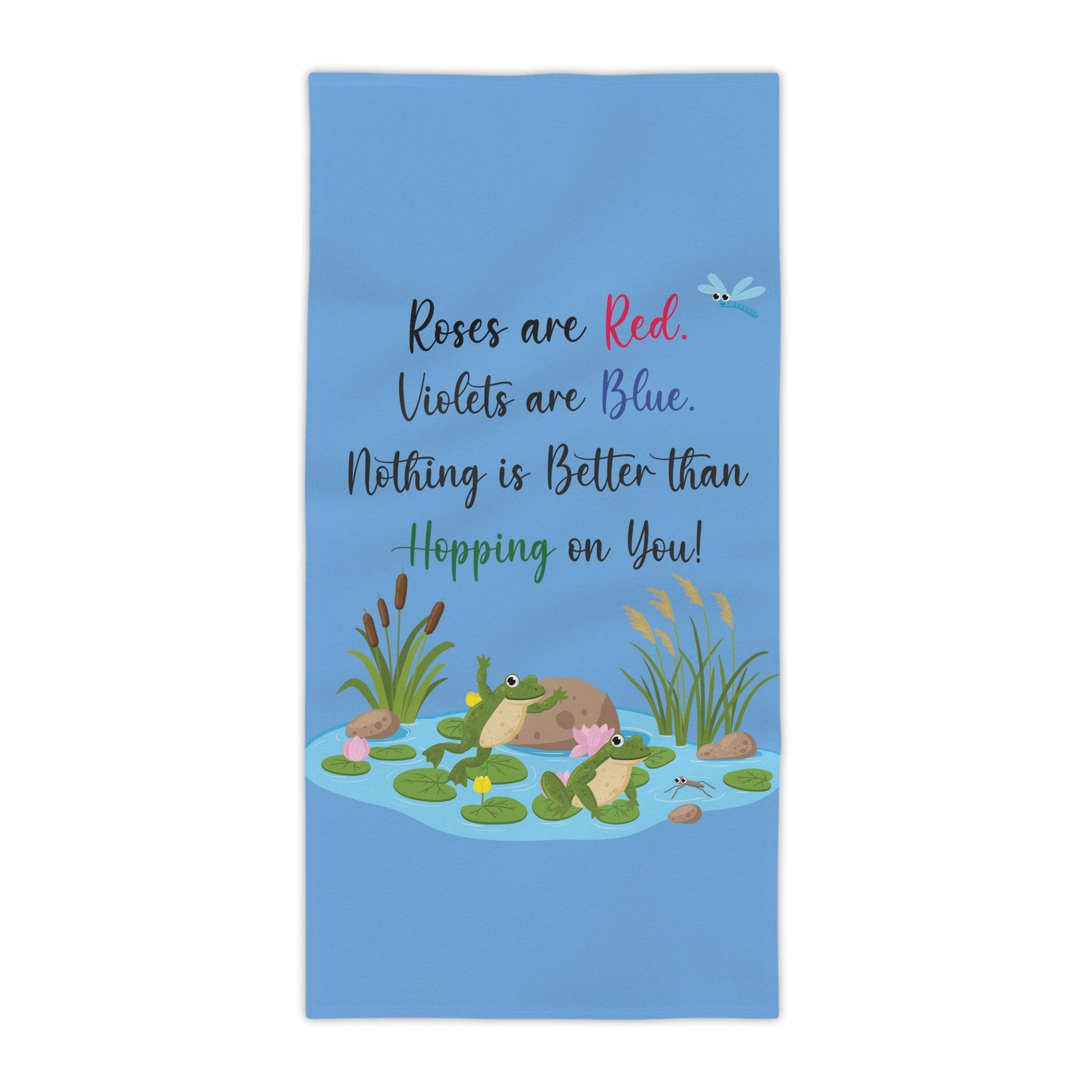 Frog Lover Blue Beach Towels - I Love Heartstrings