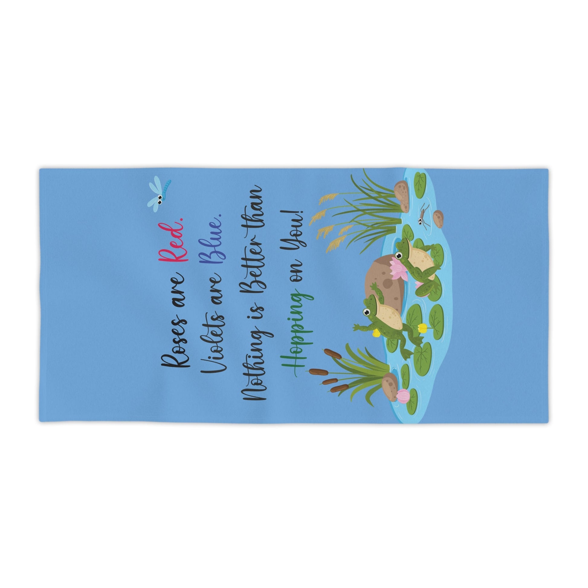 Frog Lover Blue Beach Towels - I Love Heartstrings