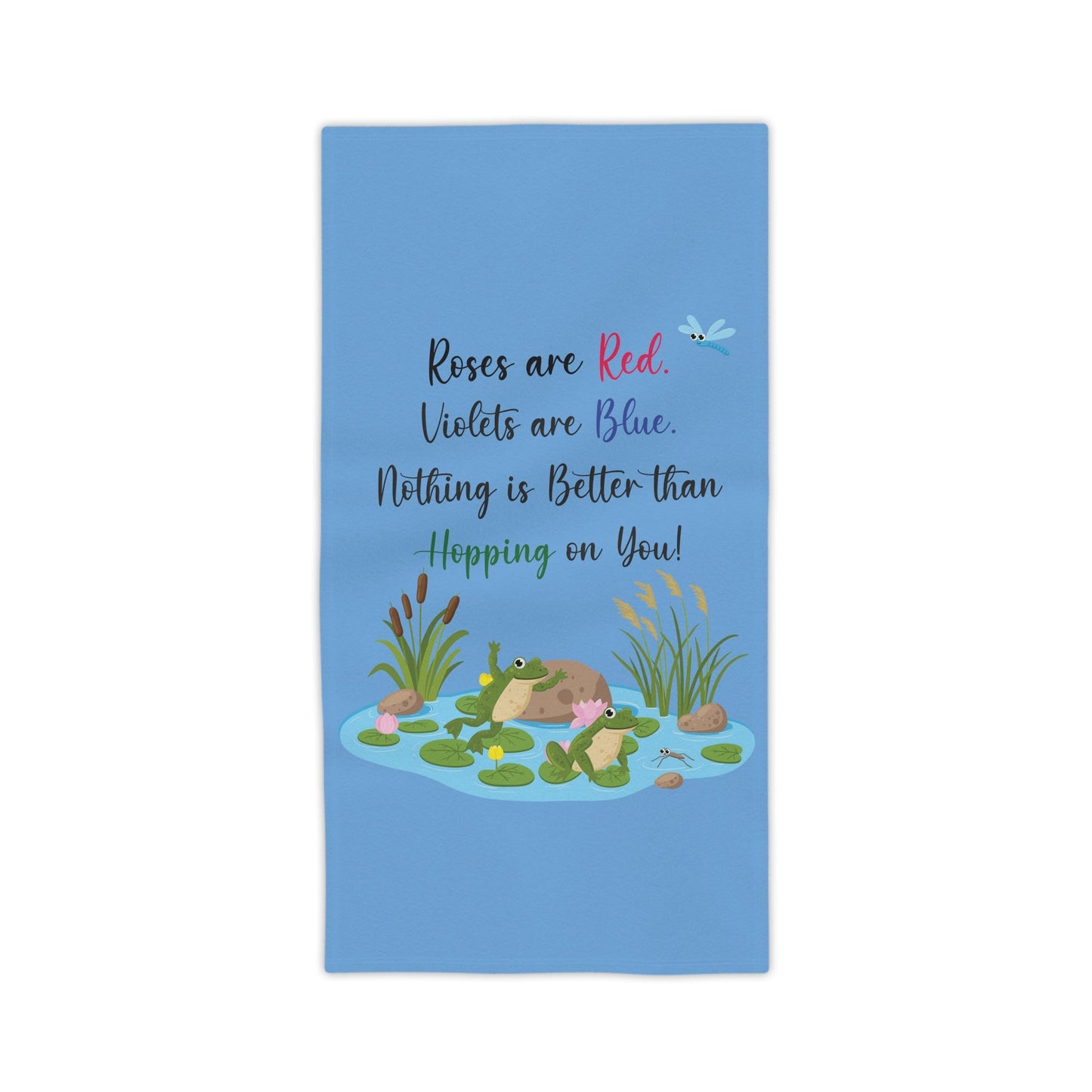 Frog Lover Blue Beach Towels - I Love Heartstrings