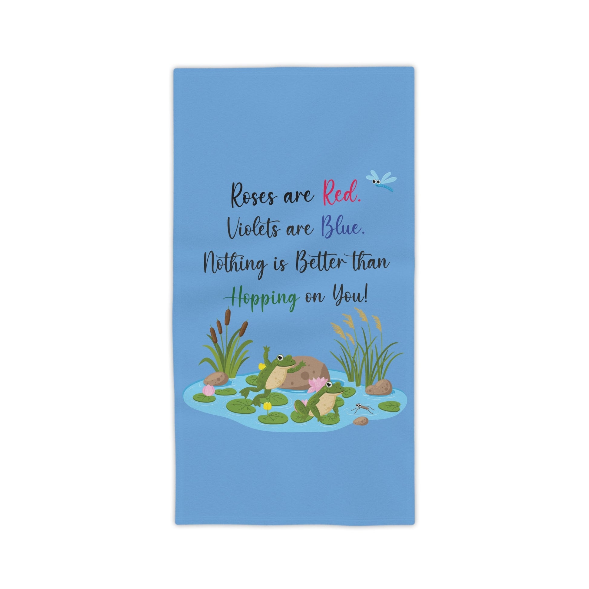 Frog Lover Blue Beach Towels - I Love Heartstrings