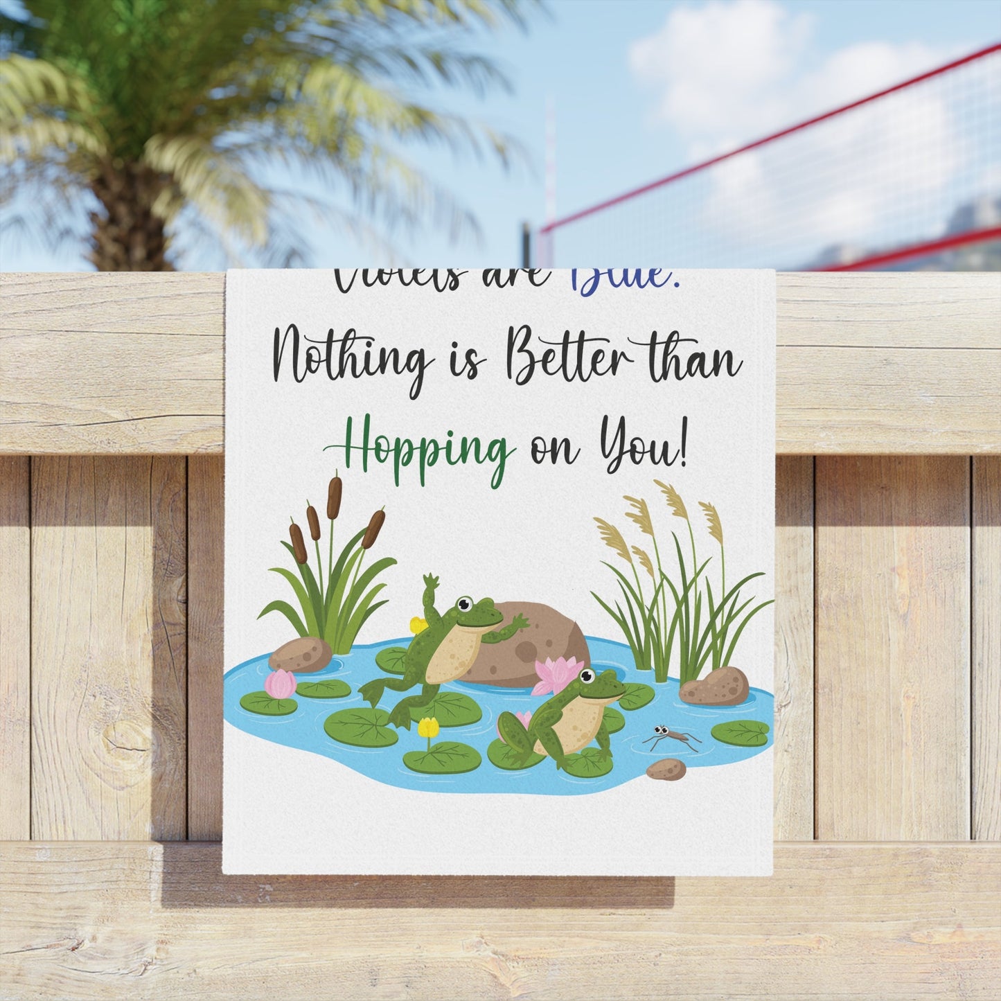 Frog Lovers White Beach Towels - I Love Heartstrings