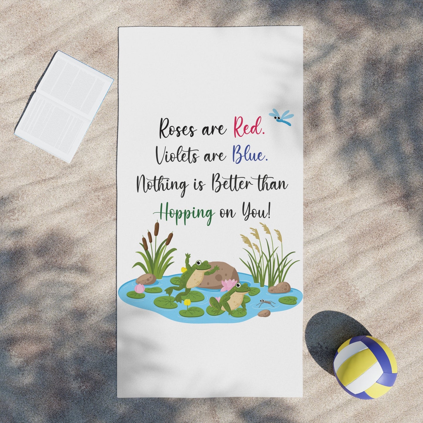 Frog Lovers White Beach Towels - I Love Heartstrings