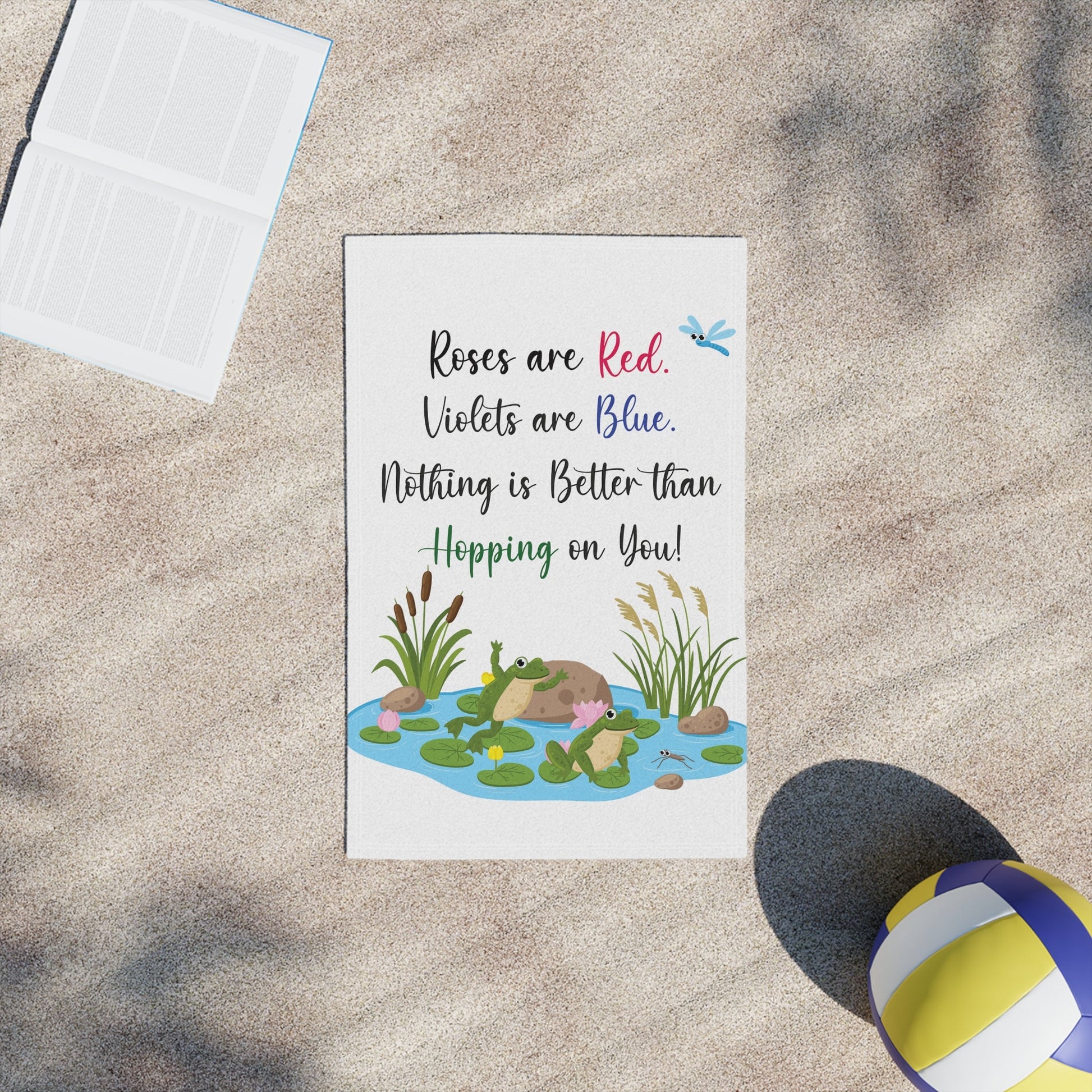 Frog Lovers White Beach Towels - I Love Heartstrings