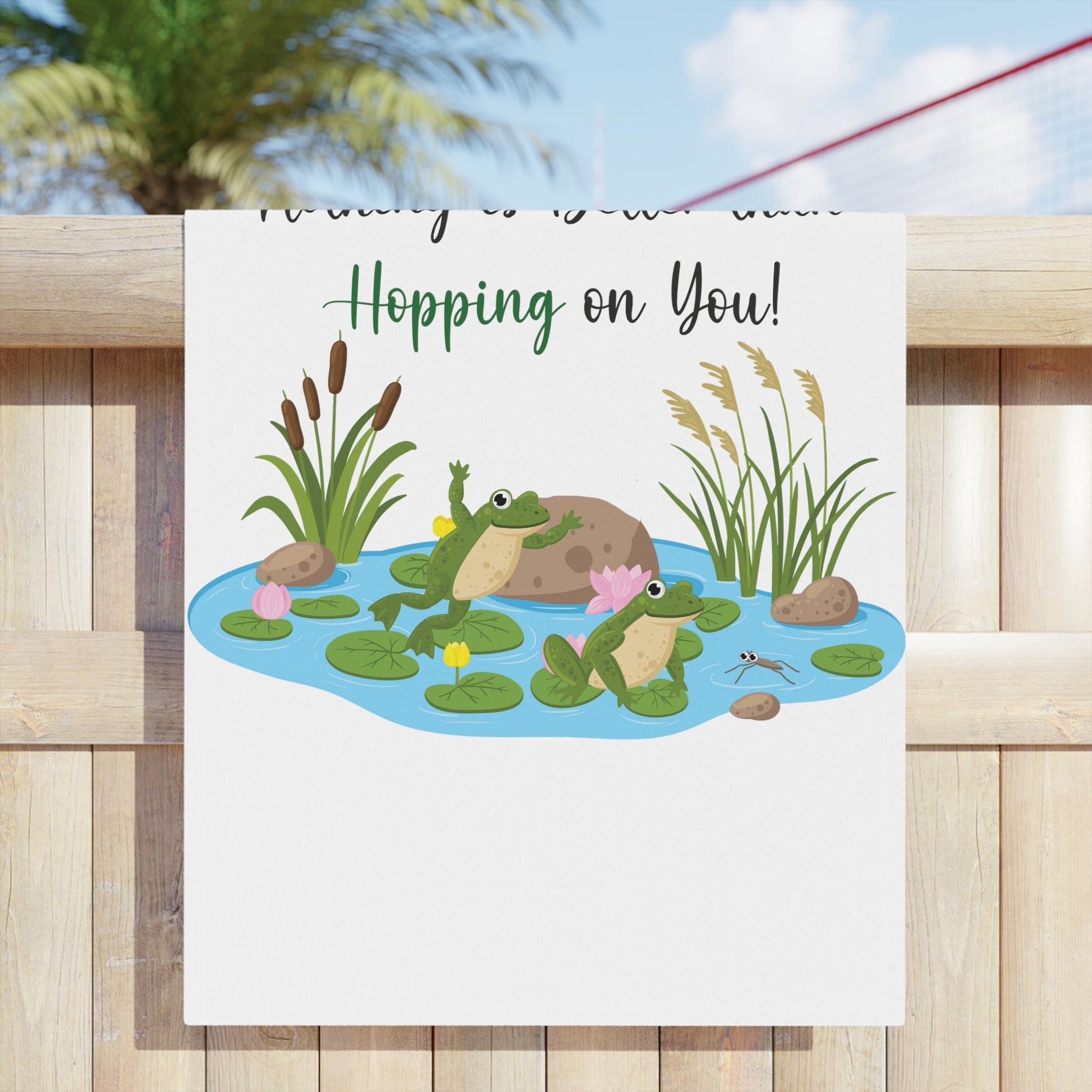 Frog Lovers White Beach Towels - I Love Heartstrings