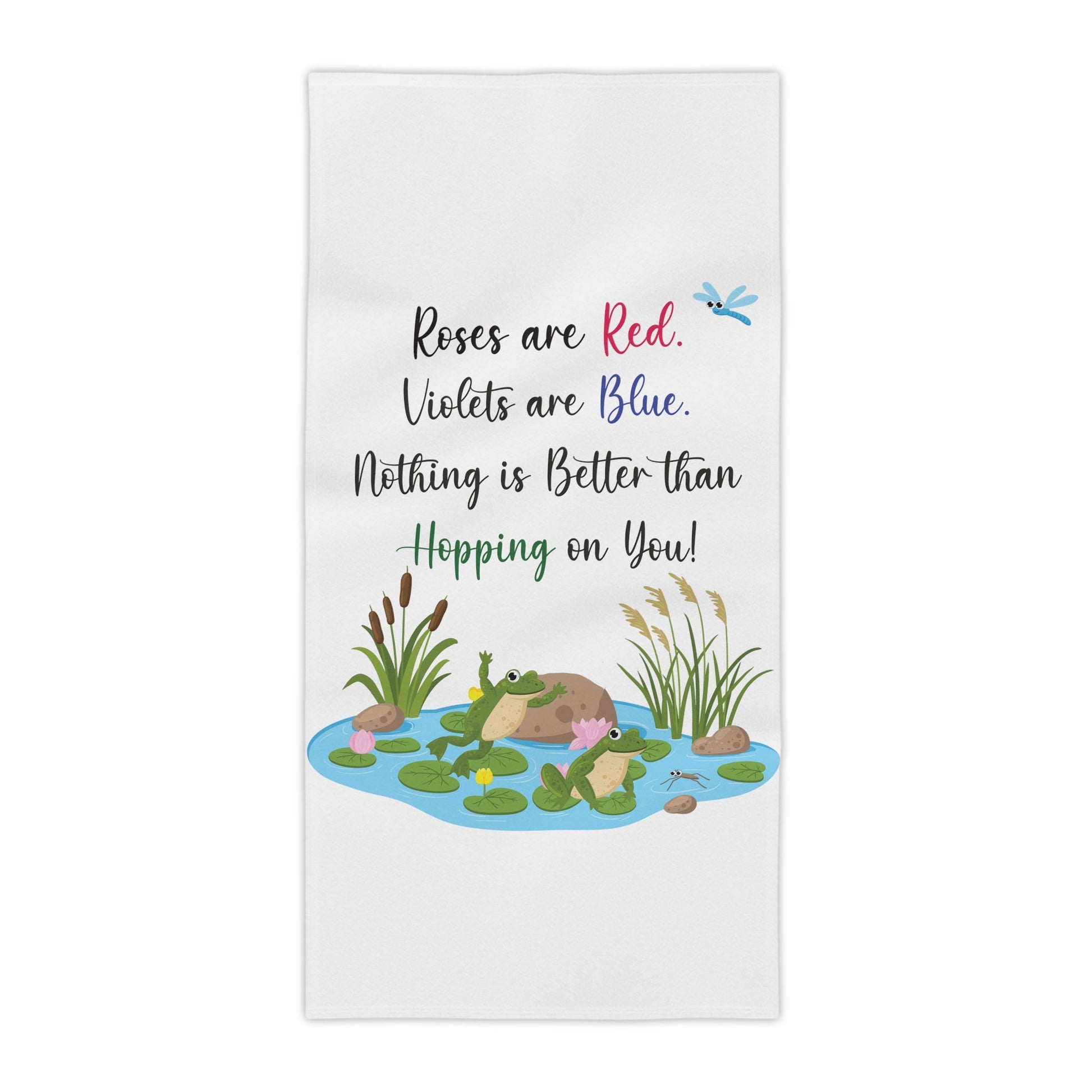 Frog Lovers White Beach Towels - I Love Heartstrings