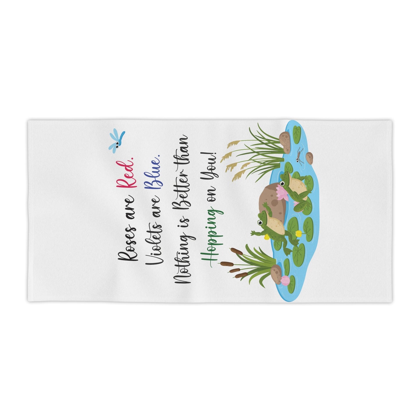 Frog Lovers White Beach Towels - I Love Heartstrings