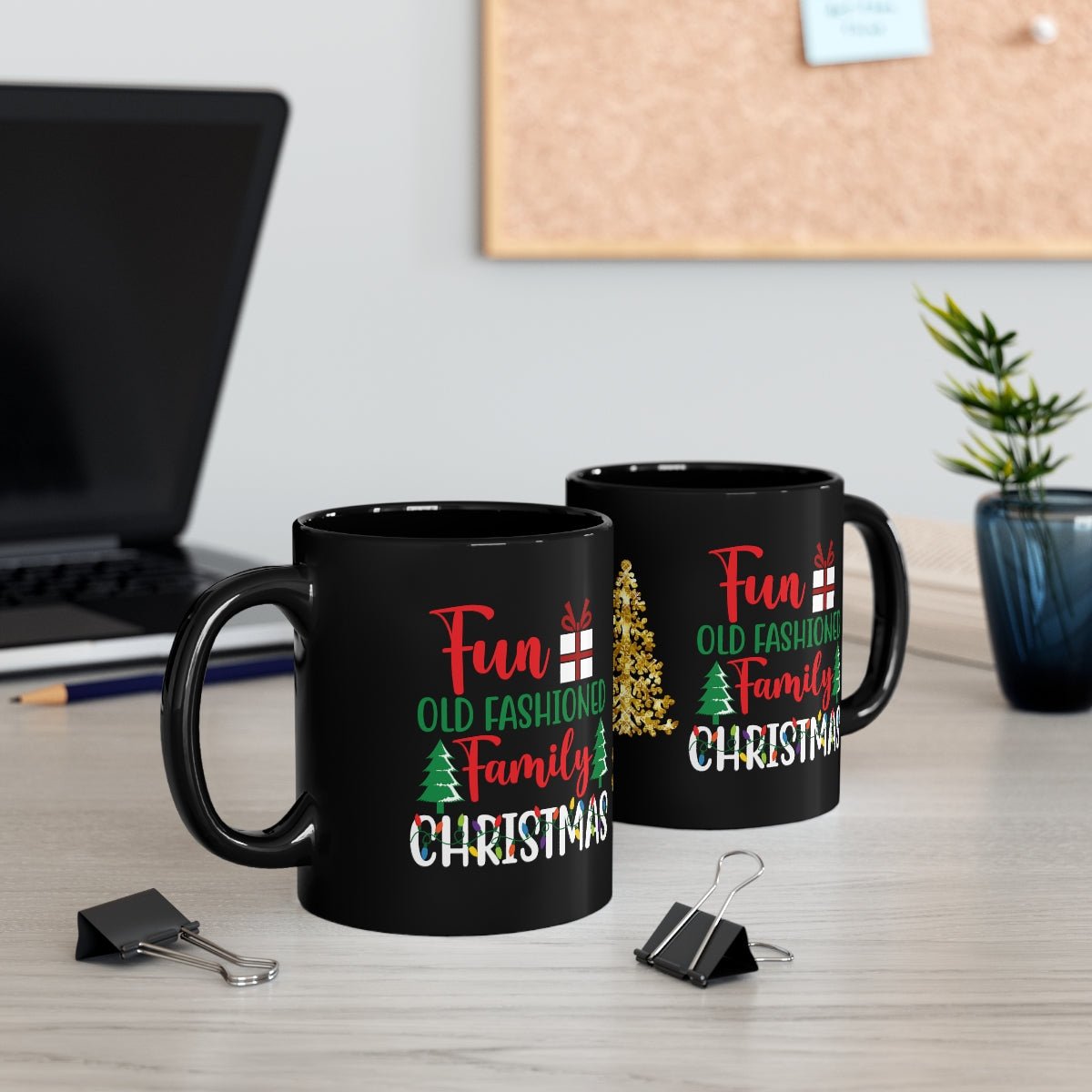 Fun Family Christmas 11oz Black Mug - I Love Heartstrings