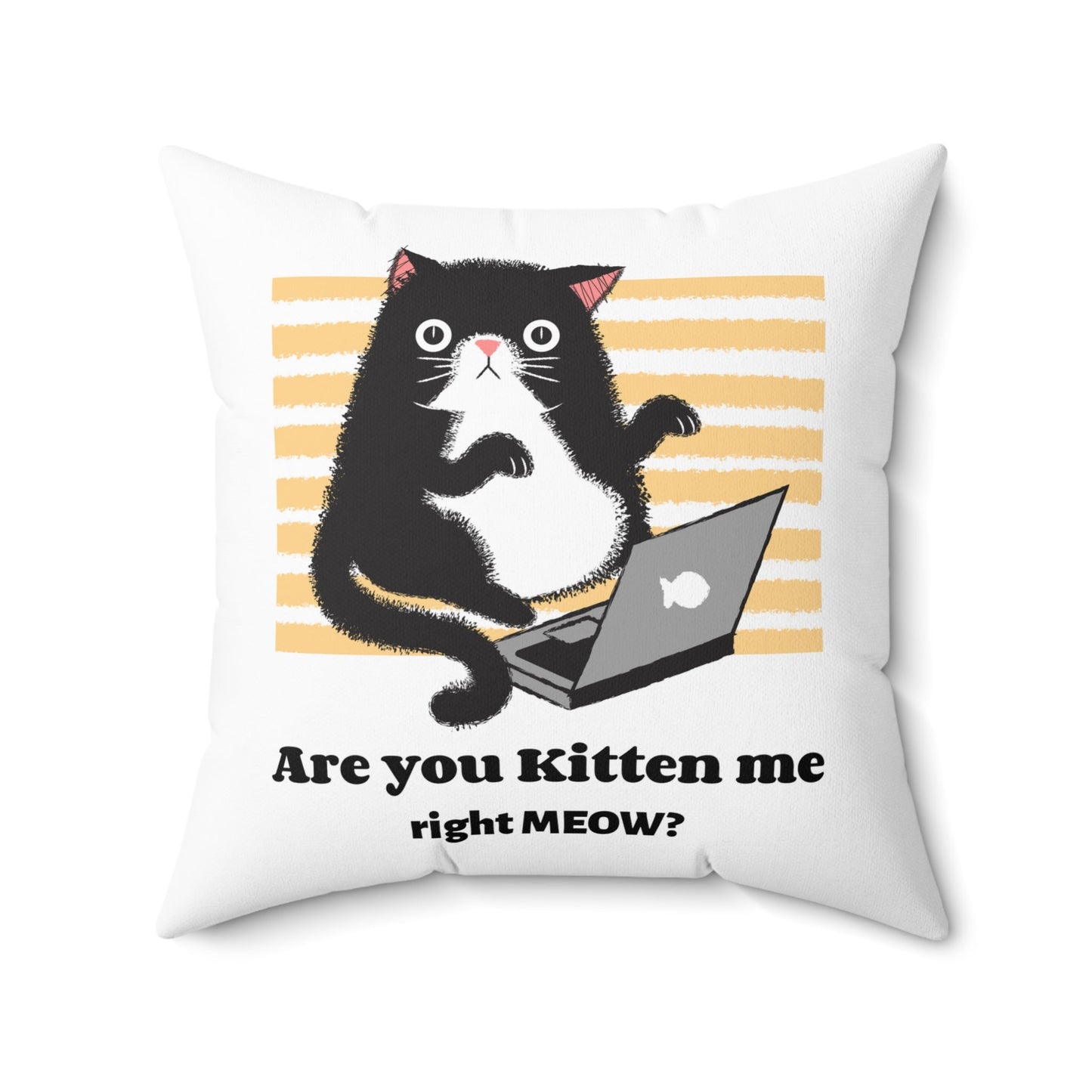 Funny White Cat Pillow Are You Kitten Me Spun Polyester Square Pillow - I Love Heartstrings