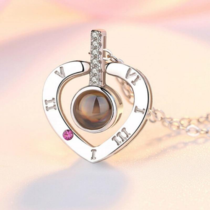 I love you Heart Projection Necklace Anniversary gift birthday gift for women - I Love Heartstrings