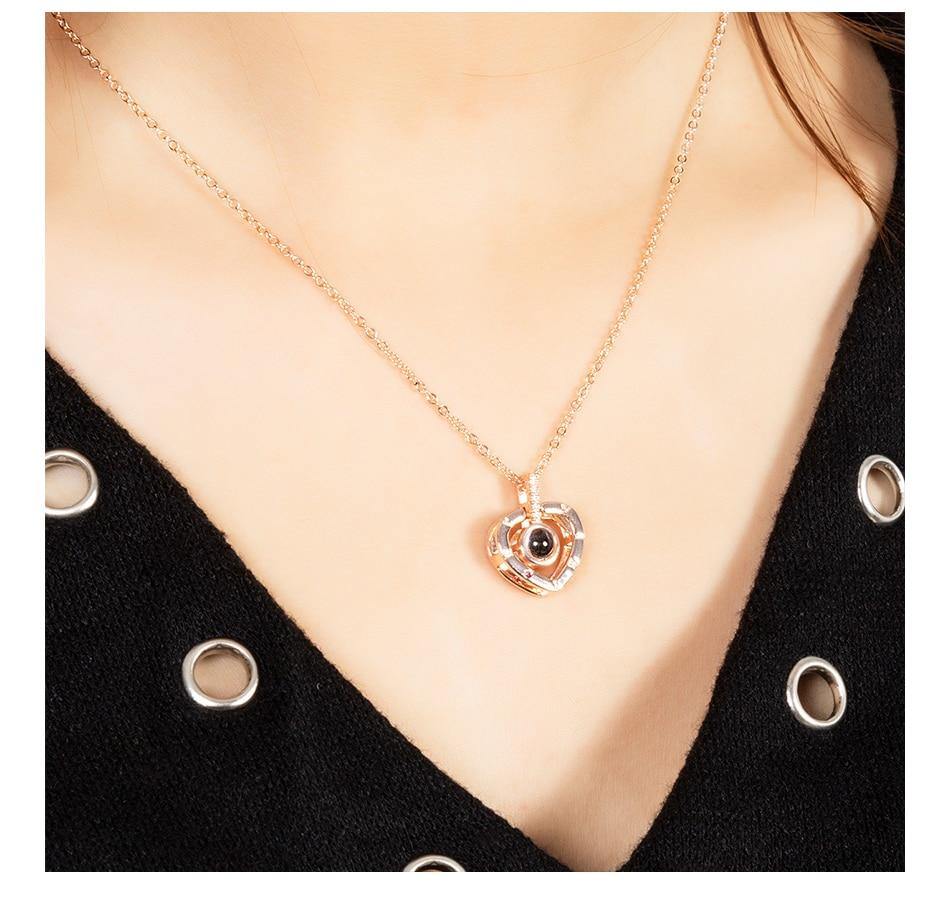 I love you Heart Projection Necklace Anniversary gift birthday gift for women - I Love Heartstrings