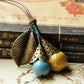 Leaf and Berries Ceramic Pendant Long Leather Rope Chain Ceramic Ball Pendant Vintage Sweater Necklace for Women Clothing Jewelry Accessories Gift - I Love Heartstrings