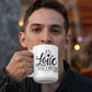 Love In A Mug Large 15 oz. White ceramic coffee cup Practical gift for girlfriend boyfriend Valentine's Day family members - I Love Heartstrings