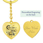 Love You to The Moon and Back Heart Keychain with Personalized engraving - I Love Heartstrings
