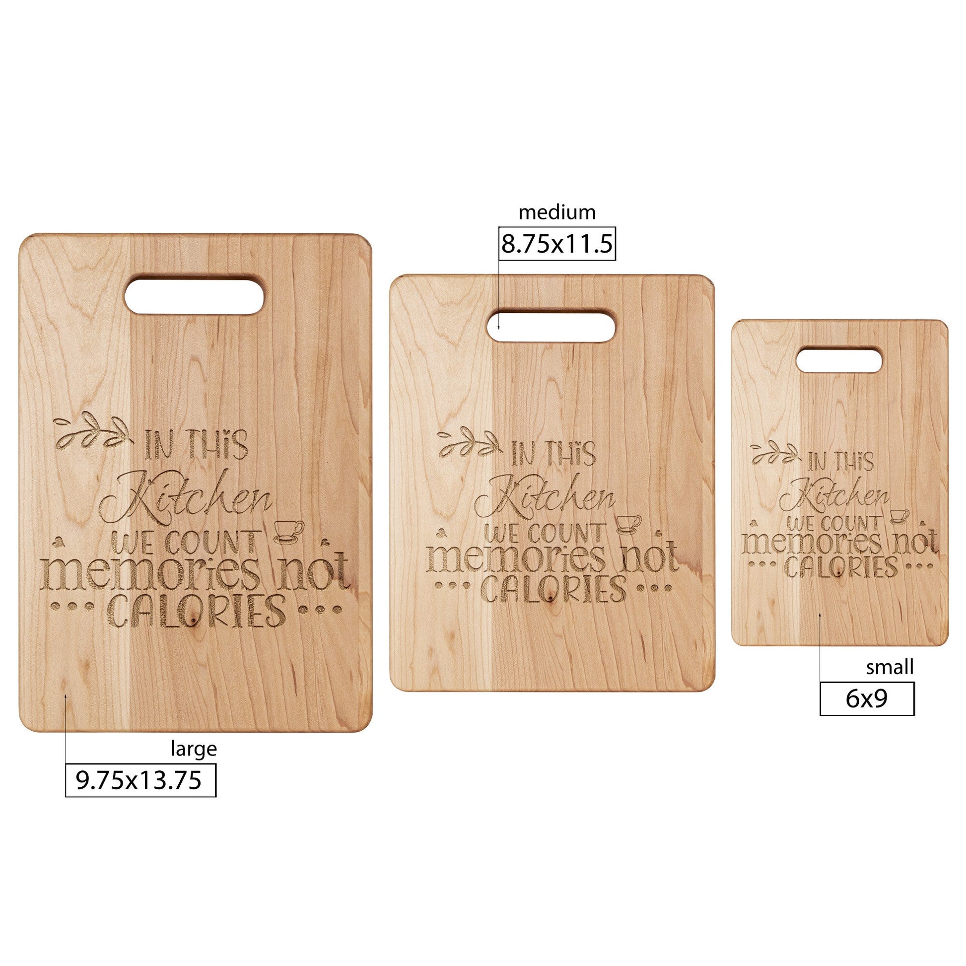 Memories not Calories Handcrafted Maple Cutting Board, Gifts for her - I Love Heartstrings
