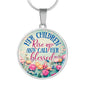 Mom Blessed Circle Necklace Gift for mother from children with custom engraving - I Love Heartstrings