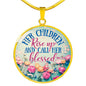Mom Blessed Circle Necklace Gift for mother from children with custom engraving - I Love Heartstrings