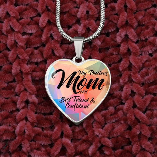 Mom Heart Necklace Mother's Day gift for Mom from Daughter Heart necklace engraved Custom Mom gift, Birthday jewelry Heart necklace keepsake - I Love Heartstrings