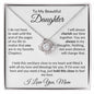 Mom to daughter necklace with heartfelt message card, Cubic Zirconia Love Knot Necklace gift for daughter - I Love Heartstrings